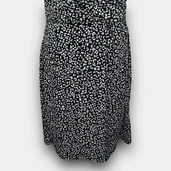 JOE FRESH v-neck wrap midi dress black‎ white blue Large sleeveless - Picture 6 of 8